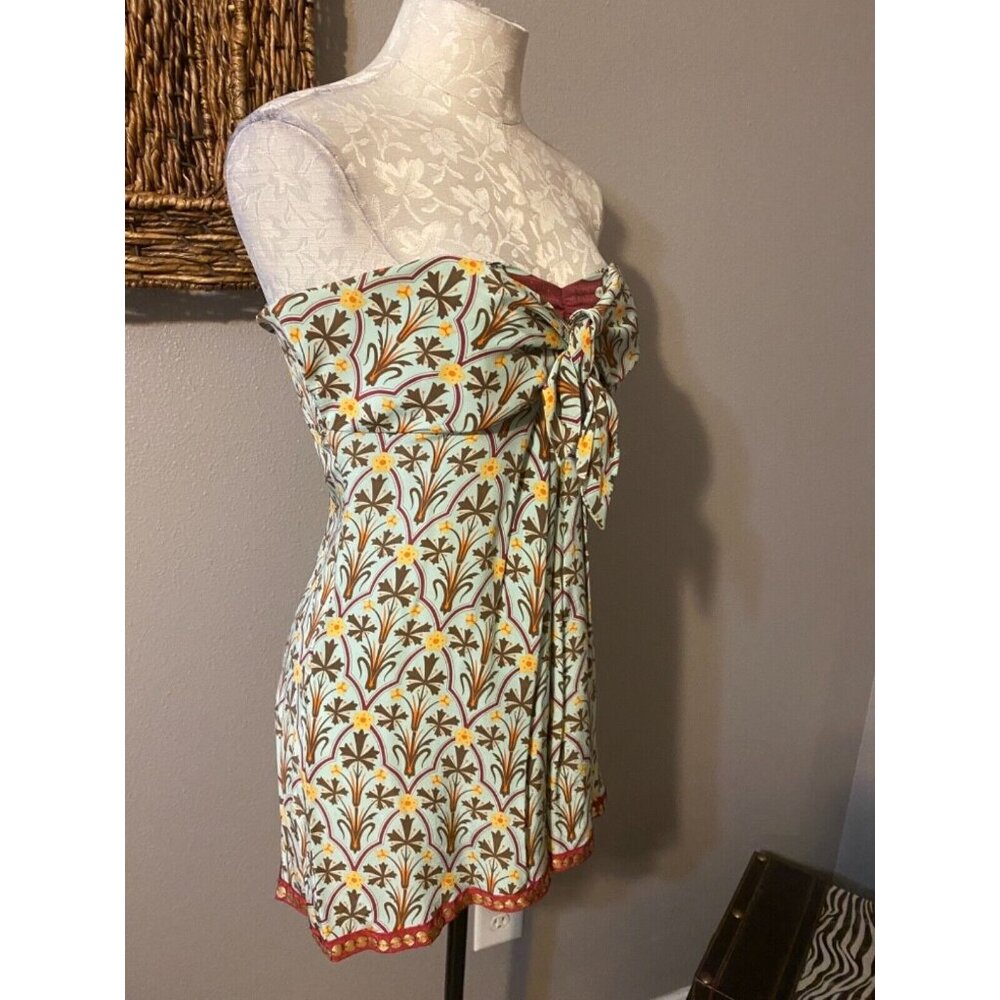Tracy Reese NY Womens Top Blue Wine Gold 8 Medium Boned Bust Silk - Picture 4 of 9